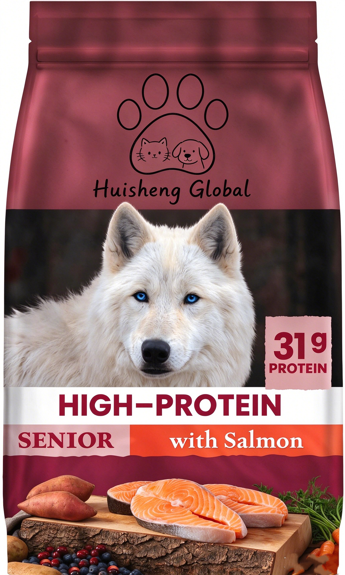 Huisheng Global Salmon & Wholesome Grains Senior Dry Dog Food 4.5lb （2 pack）